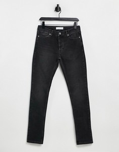 Черные эластичные джинсы зауженного кроя из смесового органического хлопка Topman-Черный цвет