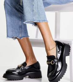 Черные лоферы для широкой стопы на массивной подошве ASOS DESIGN-Черный цвет