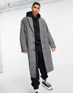 Серое пальто в клетку в стиле oversized ASOS DESIGN-Серый