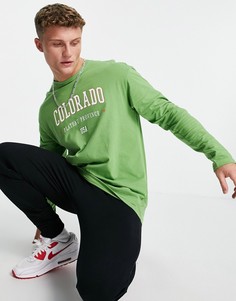 Зеленый лонгслив в стиле oversized с принтом "Colorado" Jack & Jones Originals-Зеленый цвет