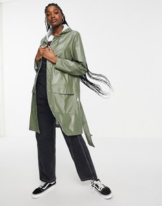 Оливковая водонепроницаемая куртка с поясом Rains 1824-Зеленый цвет