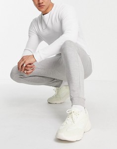 Светло-серые джоггеры из пике Bershka-Серый