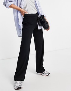 Черные прямые трикотажные брюки Vero Moda-Черный цвет