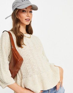 Кремовая трикотажная блузка из смесового органического хлопка Vero Moda-Белый