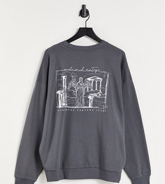 Темно-серый свитшот с графическим принтом Reclaimed Vintage Inspired-Голубой
