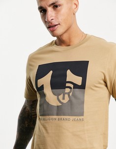 Футболка с квадратным двухцветным логотипом True Religion-Коричневый цвет
