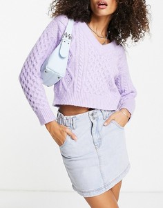 Выбеленная юбка из денима с присборенной талией Topshop-Голубой