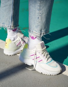 Светлые кроссовки с фиолетовой и мятной отделкой adidas Originals ZX Wavian-Разноцветный