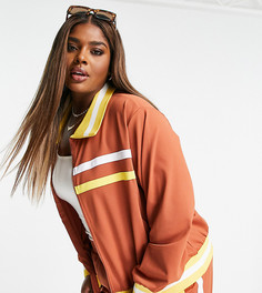 Спортивная куртка ретро от комплекта в стиле 70-х ASOS DESIGN Curve-Коричневый цвет