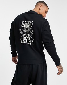 Черный oversized-свитшот с принтом мистических знаков на спине ASOS DESIGN-Черный цвет