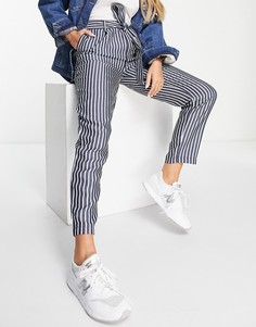 Темно-синие брюки в тонкую полоску с бантом Tommy Jeans-Темно-синий