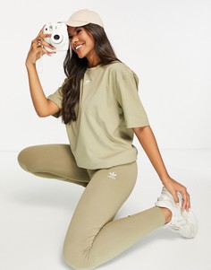 Леггинсы цвета хаки adidas Originals Essentials-Зеленый цвет