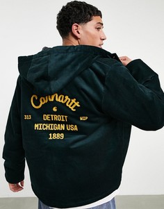 Зеленая вельветовая спортивная куртка с капюшоном Carhartt WIP Dennis-Зеленый цвет