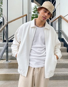Белая трикотажная oversized-куртка в рубчик ASOS DESIGN-Белый