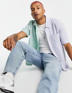 Голубая oversized-рубашка в полоску Bershka-Голубой