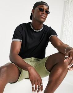 Черная футболка с акцентной окантовкой Brave Soul-Черный