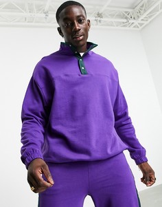 Фиолетовый oversized-свитшот с карманом для дорожной карты и застежкой от комплекта ASOS DESIGN-Фиолетовый цвет