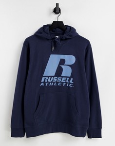 Худи без застежки темно-синего цвета Russell Athletic-Темно-синий