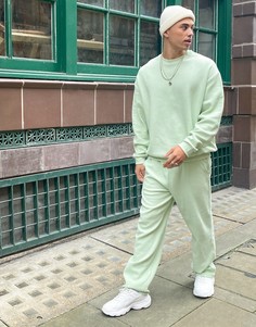 Зеленые джоггеры от комплекта в рубчик с прямыми штанинами ASOS DESIGN-Зеленый цвет