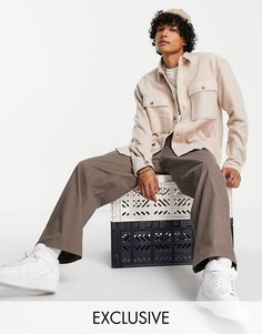 Светло-бежевая рубашка навыпуск из искусственной шерсти Reclaimed Vintage inspired-Светло-бежевый цвет