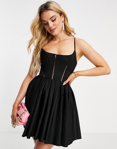 Черное платье мини с корсетом и шнуровкой на спине ASOS DESIGN Premium-Черный цвет