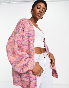 Розовый трикотажный кардиган секционного крашения без застежки Topshop-Розовый цвет