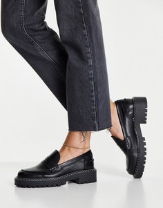 Черные кожаные лоферы на массивной подошве schuh London-Черный цвет