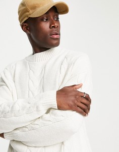 Белый вязаный oversized-джемпер с узором «косы» ASOS DESIGN
