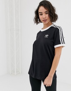 Черная футболка с тремя полосками adidas Originals adicolor-Черный