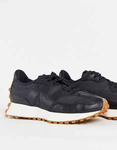 Черные кроссовки с атласными вставками New Balance 327 Premium-Черный цвет