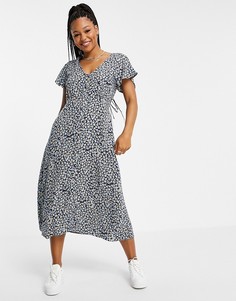 Платье миди с короткими рукавами и цветочным принтом Cotton:On-Multi