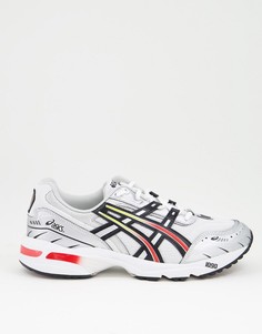 Серебристые с красным кроссовки Asics Gel-1090-Серебряный