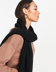 Черный вязаный шарф в рубчик ASOS DESIGN-Черный цвет