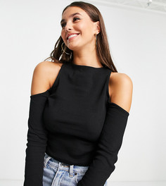 Черный лонгслив с вырезами на плечах ASOS DESIGN Tall-Черный цвет