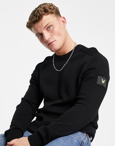 Черный вязаный джемпер с нашивкой с логотипом Lyle & Scott Casuals Arm-Черный цвет