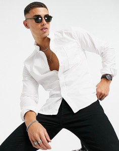Белая облегающая оксфордская рубашка из органического хлопка ASOS DESIGN-Белый
