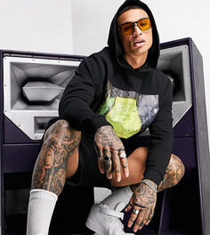 Черный свободный худи с графическими принтами ASOS Dark Future x Cream-Черный цвет
