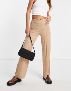 Вязаные брюки карамельного цвета с широкими штанинами (от комплекта) Only-Коричневый цвет