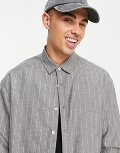 Серая фланелевая oversized-рубашка в полоску ASOS DESIGN-Серый