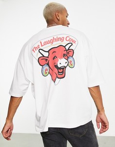Белая oversized-футболка из плотного трикотажа с принтом "Laughing Cow" ASOS DESIGN-Белый