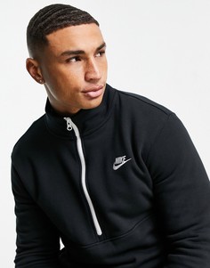 Флисовый свитшот черного цвета с короткой молнией Nike Club-Черный цвет