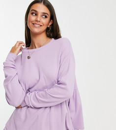 Свободный топ сиреневого цвета в стиле oversized из вафельного трикотажа с длинными рукавами ASOS DESIGN Tall-Фиолетовый цвет