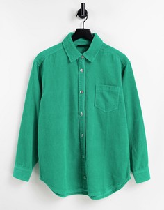Травянисто-зеленая вельветовая рубашка свободного кроя ASOS DESIGN-Зеленый цвет