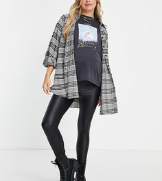 Черные леггинсы из искусственной кожи Topshop Maternity-Черный цвет