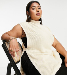Жилет кремового цвета с высоким воротом из органического хлопка Vero Moda Curve-Белый