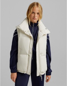 Дутый жилет кремового цвета Bershka-Белый