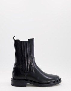 Кожаные высокие ботинки челси на плоской подошве черного цвета Bronx-Черный цвет