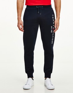 Темно-синие джоггеры с манжетами и логотипом на штанине Tommy Hilfiger-Темно-синий