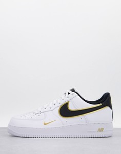 Белые кроссовки с золотистой отделкой Nike Air Force 1 07 LV8-Белый