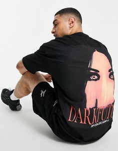 Черная футболка в стиле oversized с графическим принтом с глазами в готическом стиле ASOS Dark Future-Черный цвет